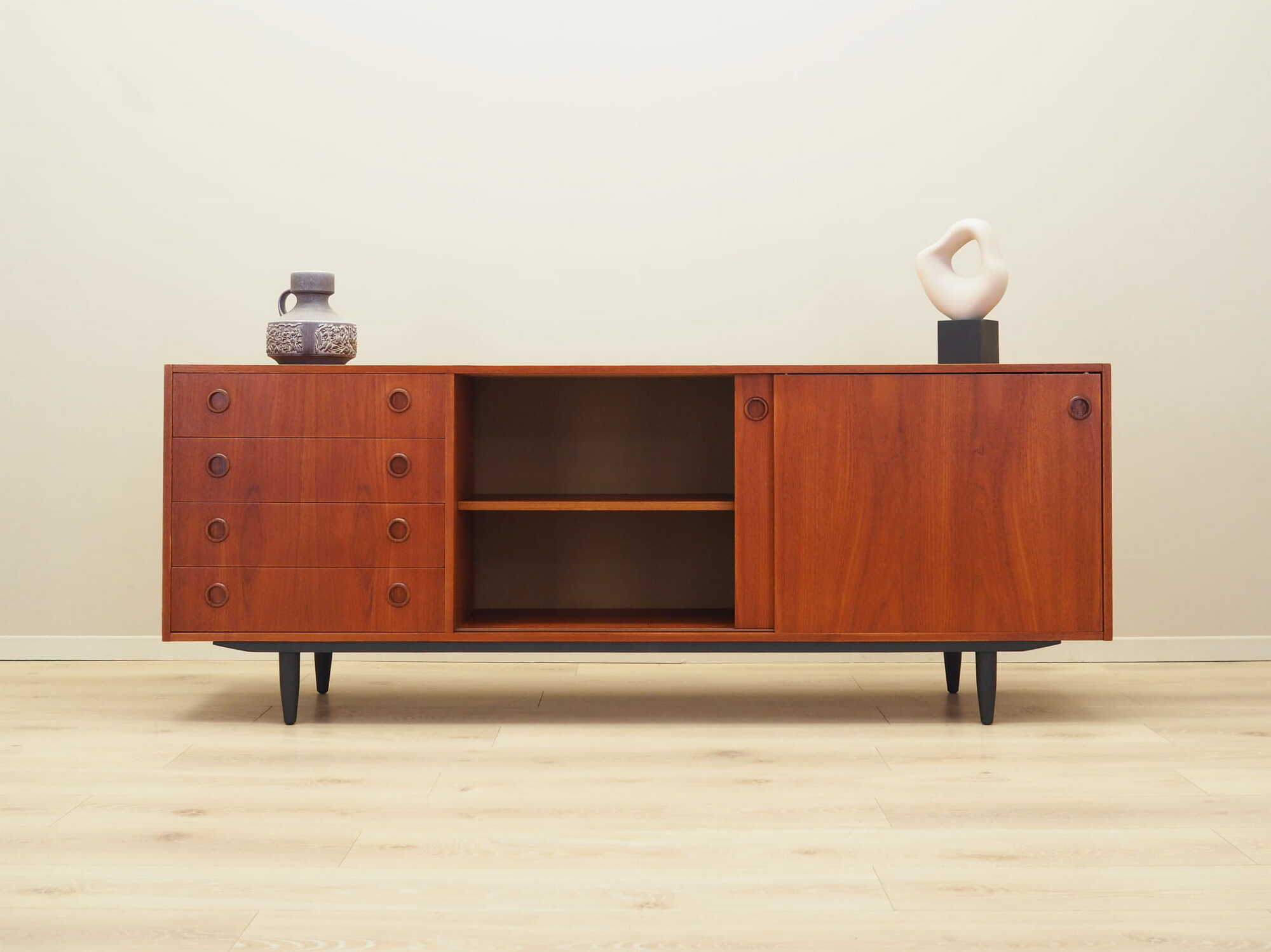 Vintage Sideboard legno di teak marrone anni '70 2