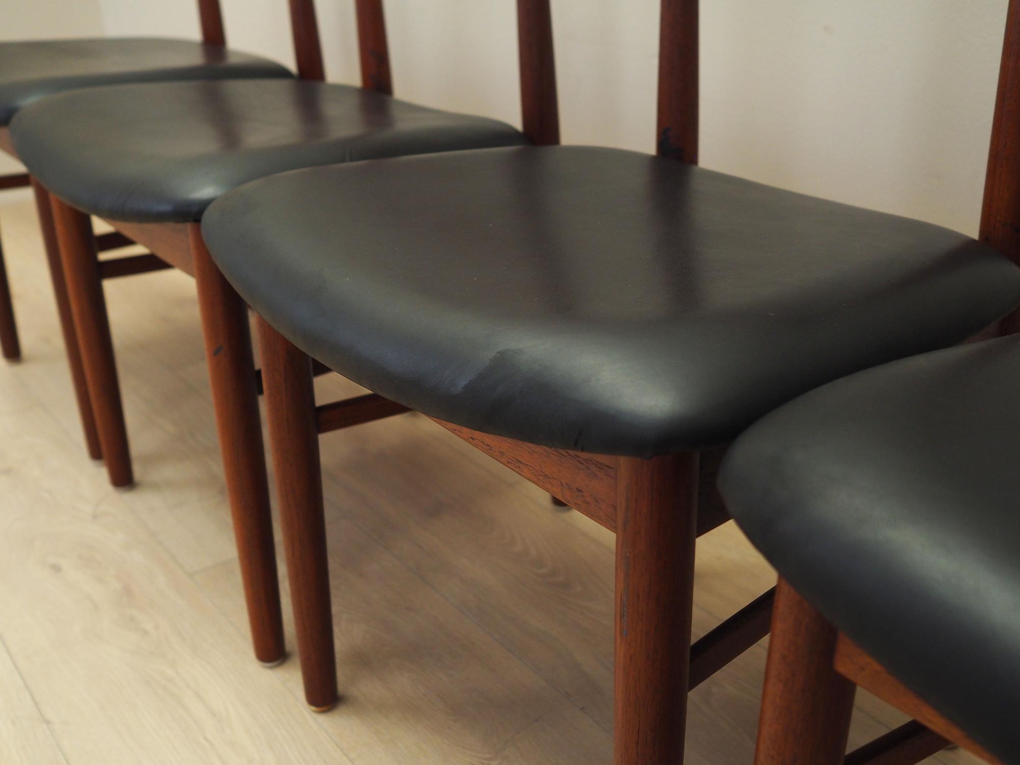 4x Vintage Dining Chair Teak Wood 1960s 7