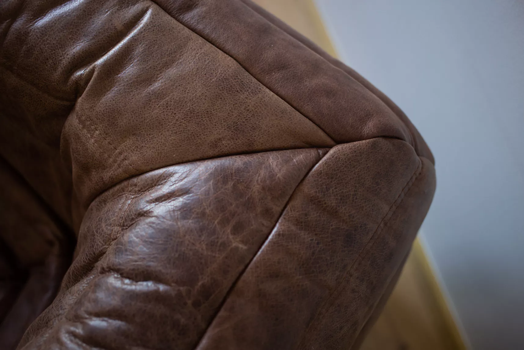 Togo Corner Sofa Pull-Up Leather Walnut Brown 4