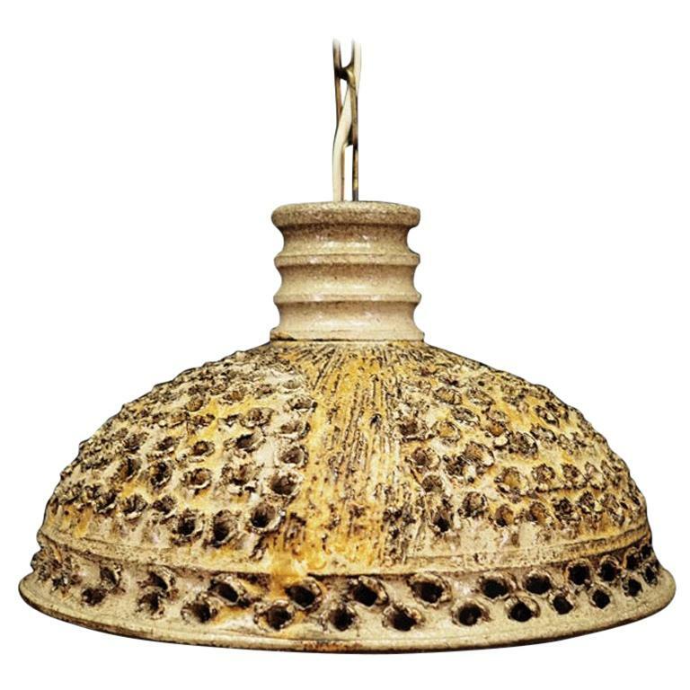 Vintage Pendant Lamp Ceramic Yellow 1960s 0
