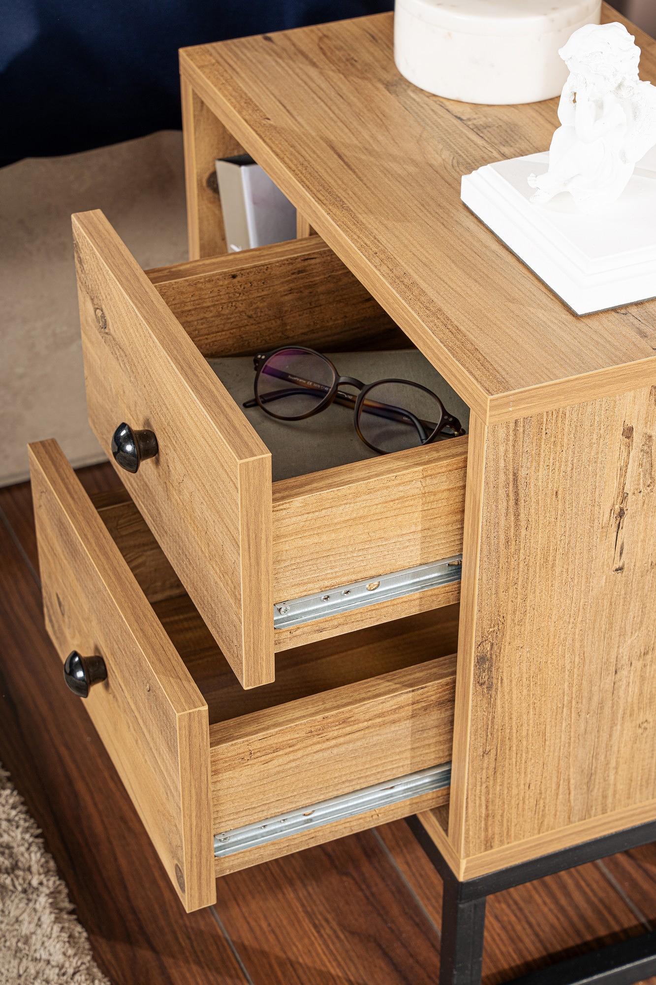 Glimmer Nightstand Brown with black legs 3