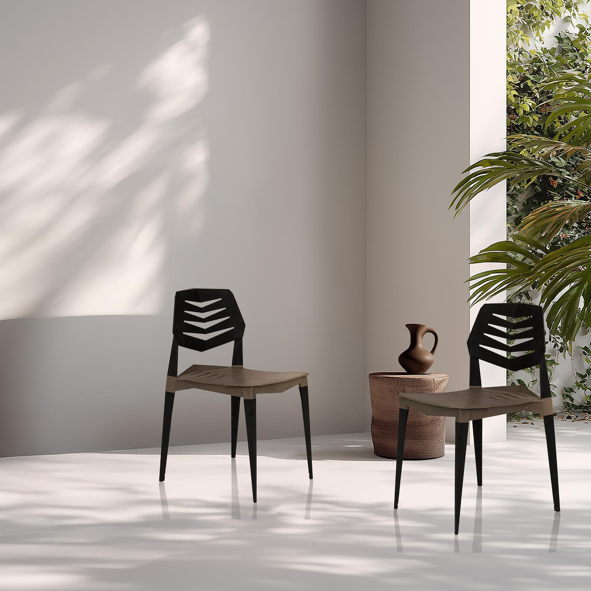 Flecharo Dining chair Plastic Black Brown 1