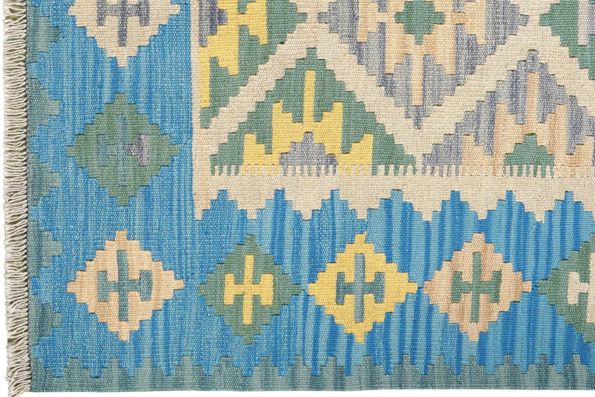 Kilim Gashgai Teppich Wolle Blau 1