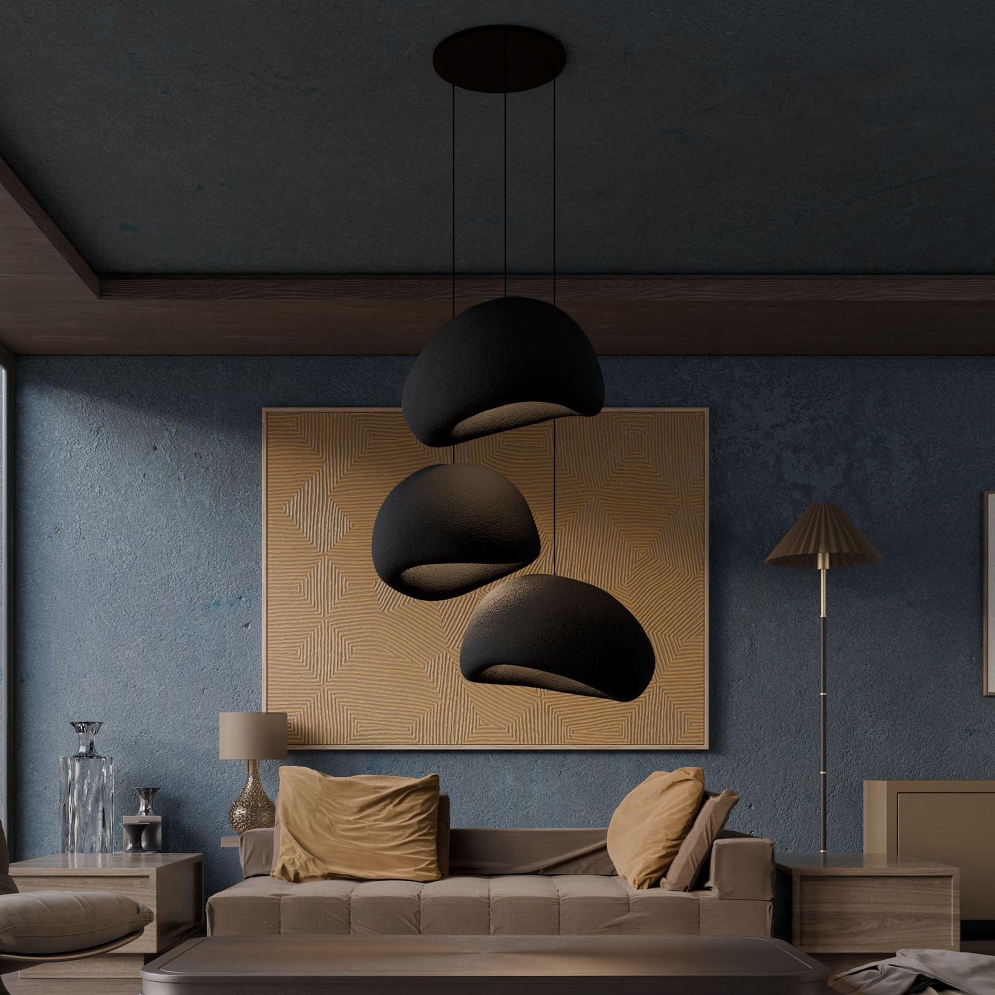3-Flammig Wabi Sabi Nami Pendelleuchte Schwarz 2