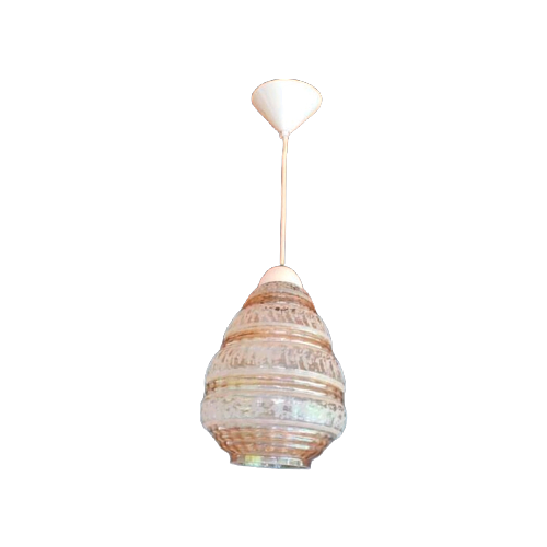 Vintage Hängelampe 70er Jahre Glas Rosa 0