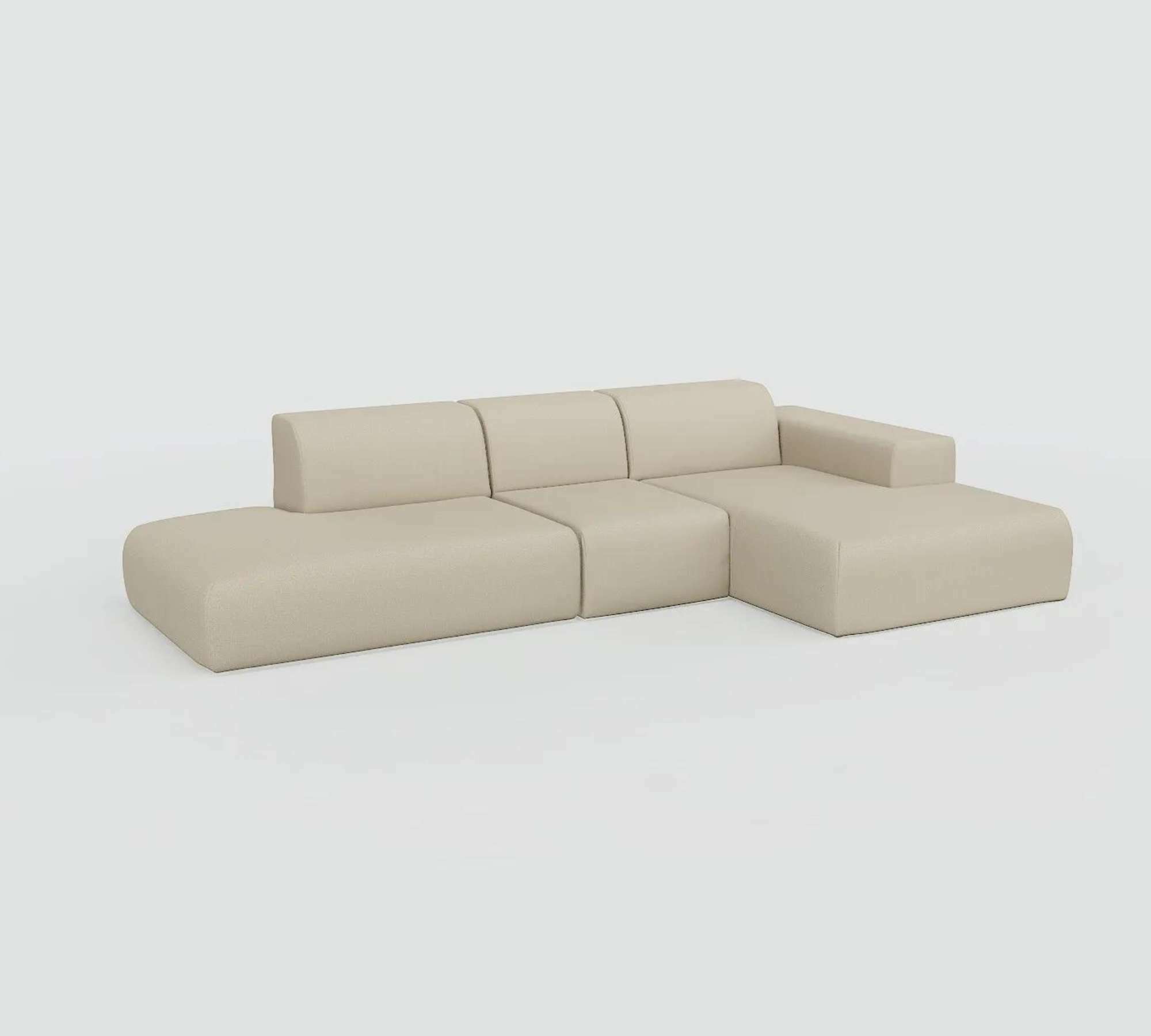 Pyllow Sofa Récamiere Rechts Webstoff Cremeweiß 3