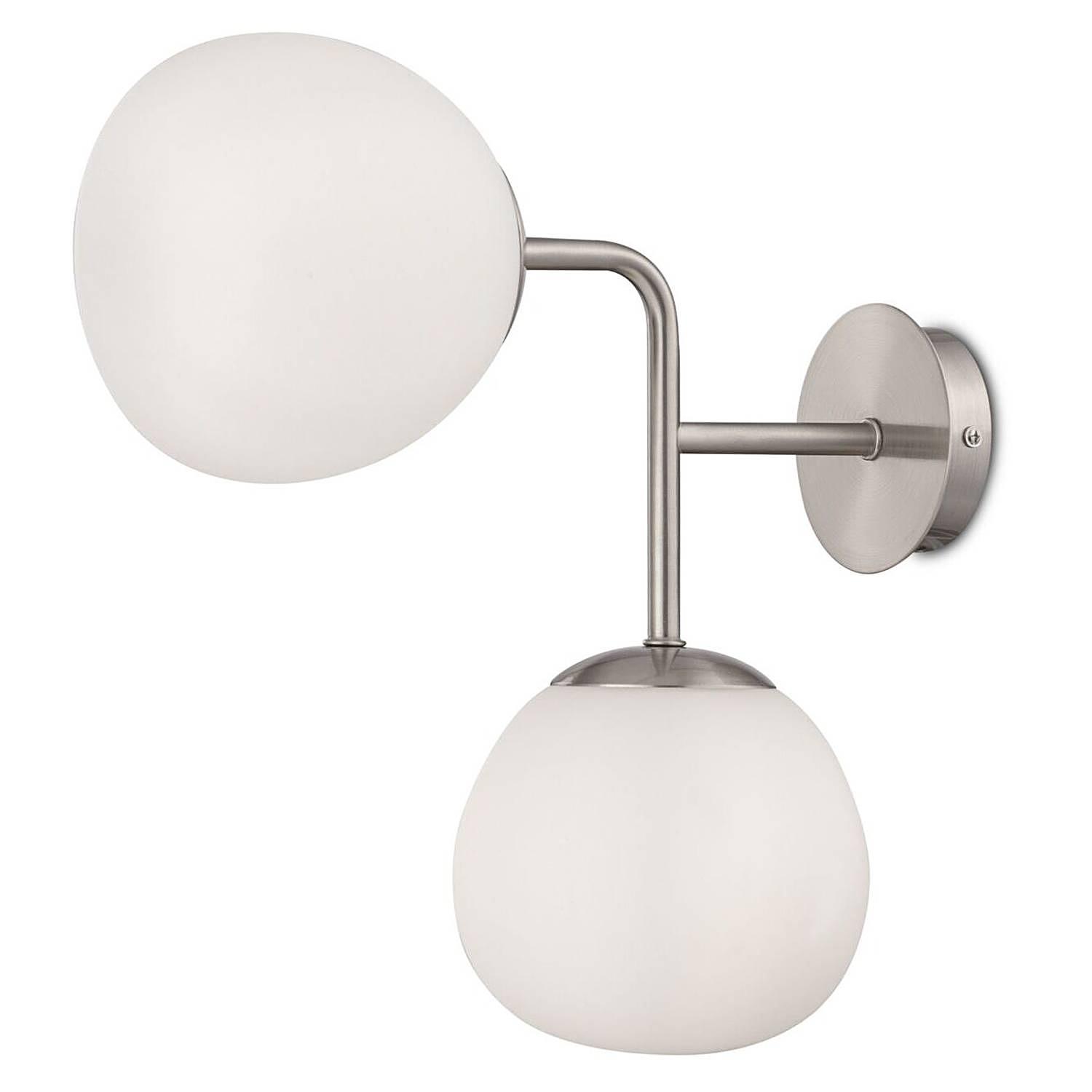 Wandleuchte Erich Typ A Milchglas Metall Silber 1