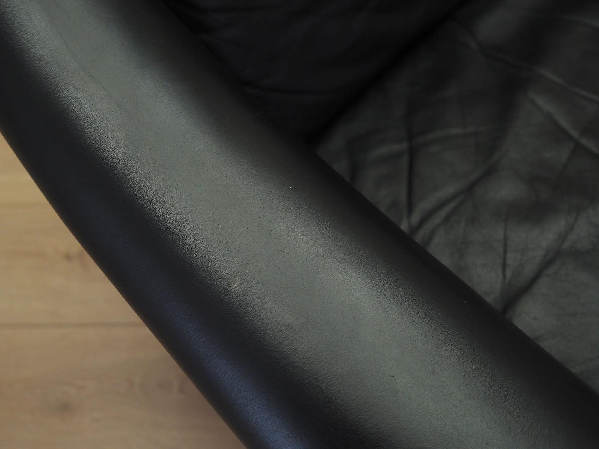 3-Sitzer Sofa Leder Schwarz 1960er Jahre 9