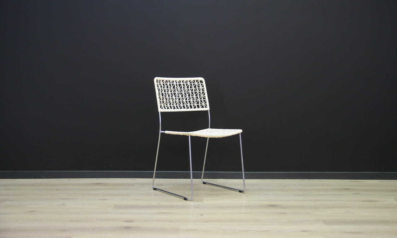 2x Vintage Stuhl Metall Weiß 1960er Jahre 2