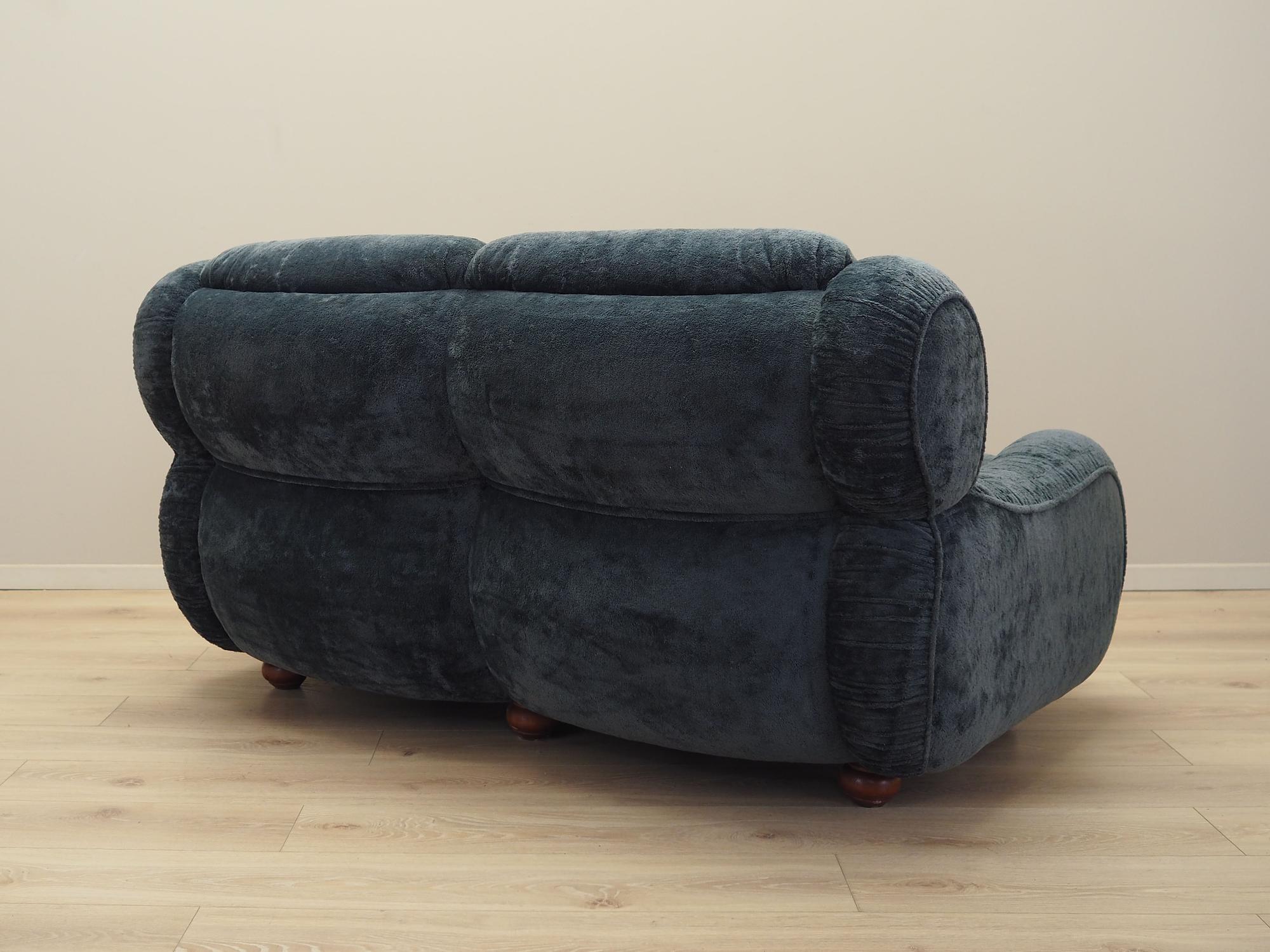 2-seater sofa velvet blue 1970s 6