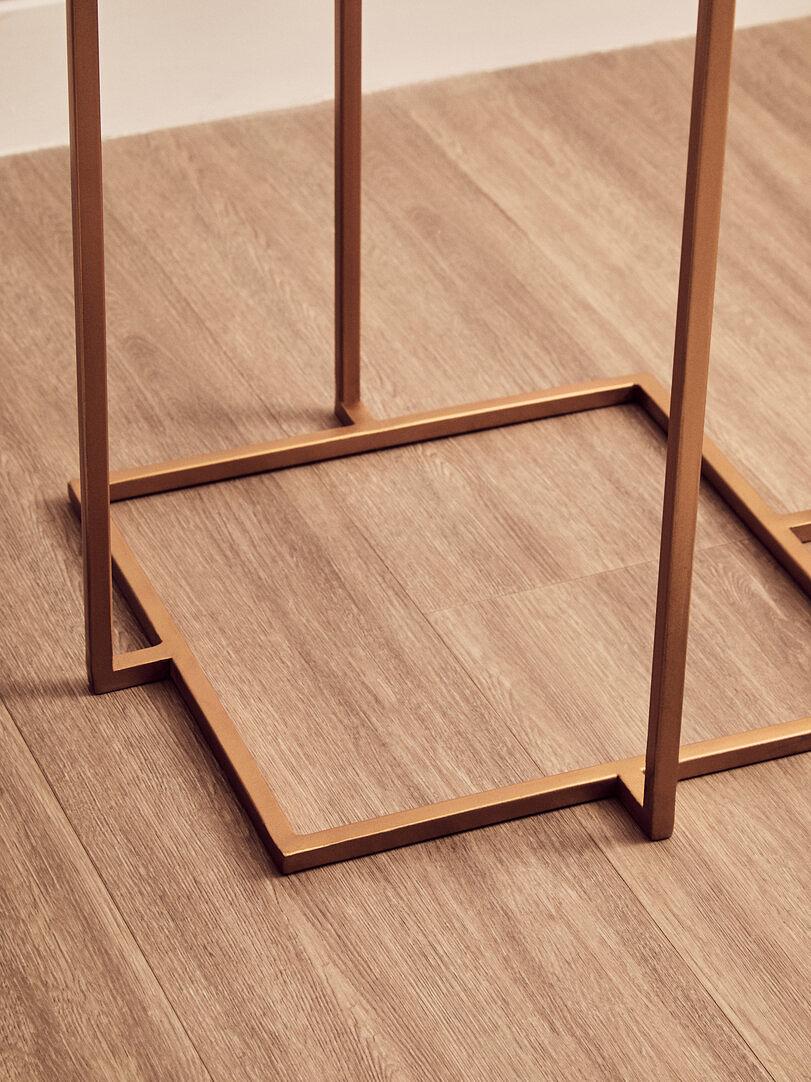 Shalimar Side Table Metal Stone Gold White 6