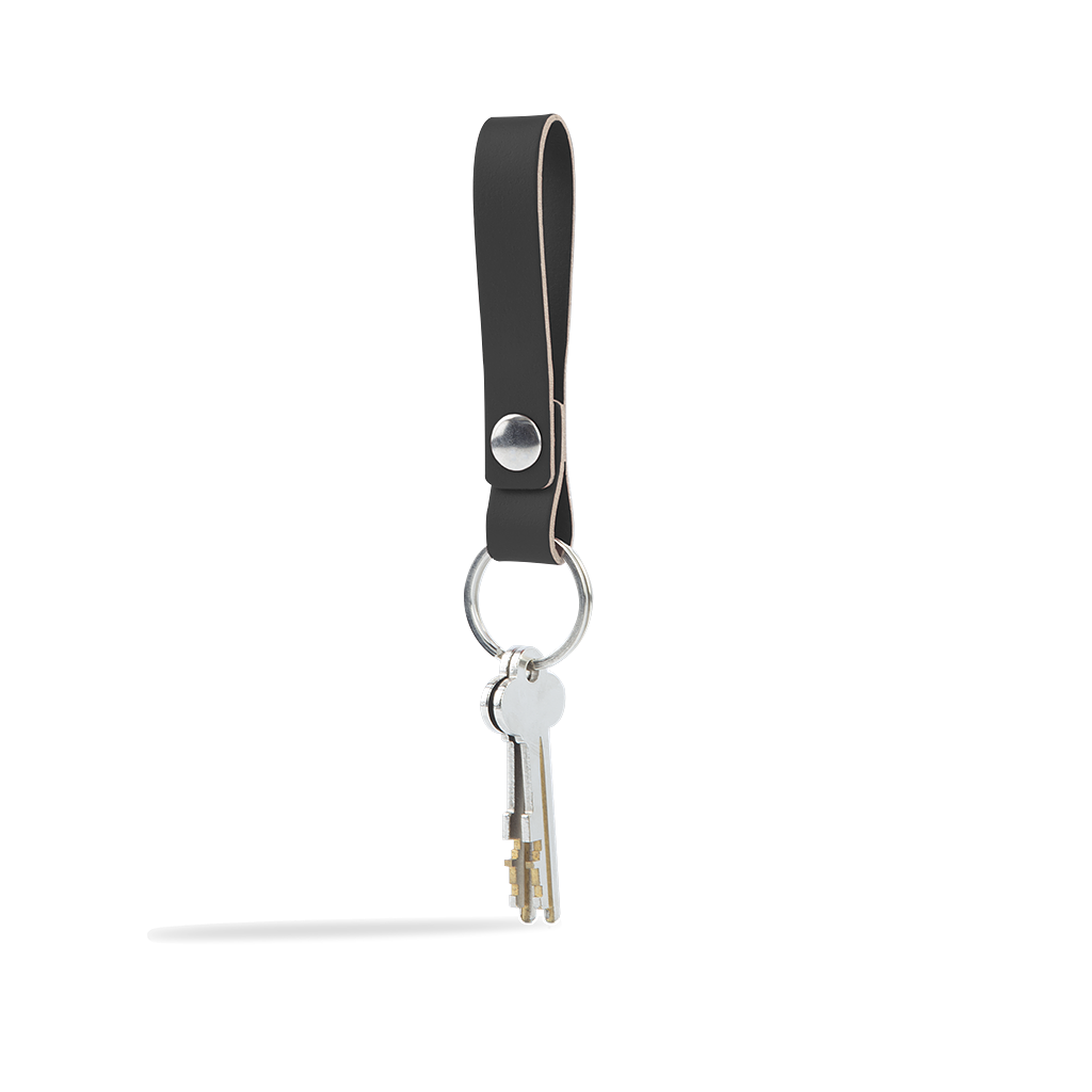 Snap Keychain 100% Recycled Leather Black 1