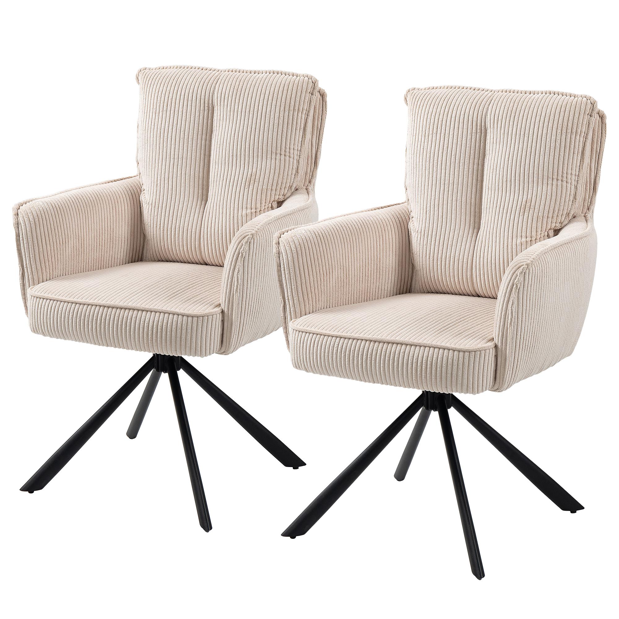 Salvin Drehbarer Armlehnenstuhl 2er-Set Beige 0