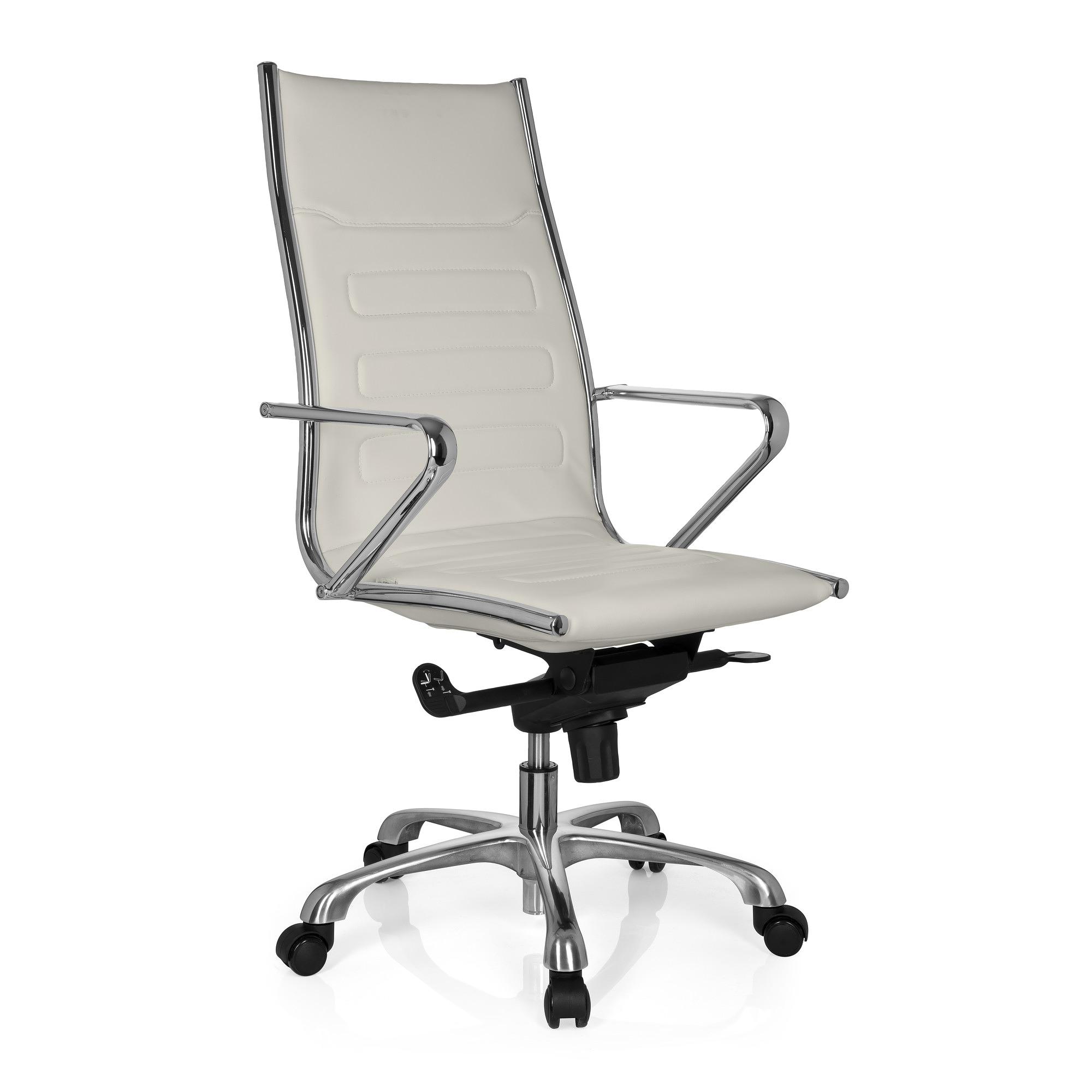 PARIBA III Swivel office chair with casters Faux leather White 1