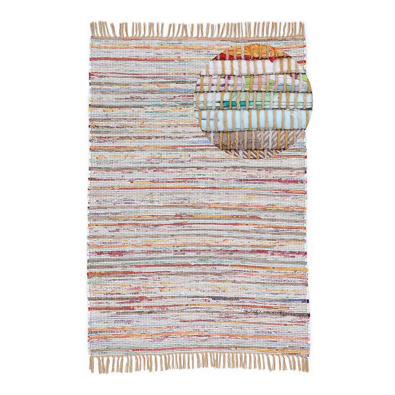 Kilim Chindi Teppich Baumwolle Polyester Taupe 60 x 110 cm 0