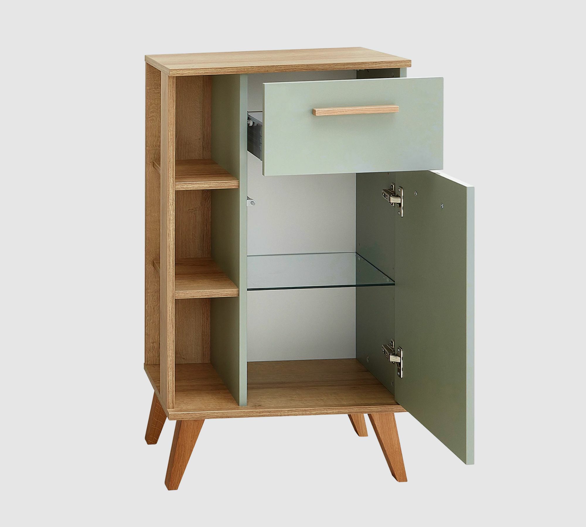 Badezimmerschrank Eichendekor Salbei 1