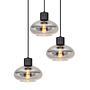 Pendant light Laport cast iron 3-light smoked glass black 3