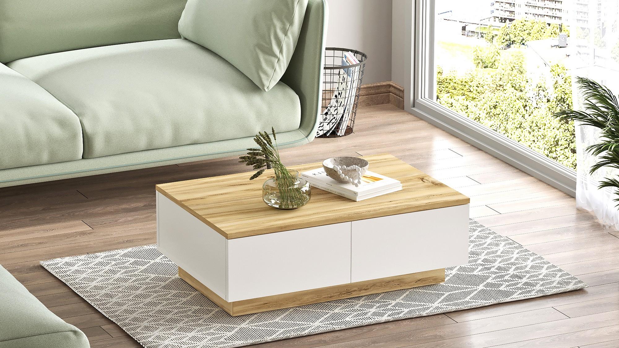 Leva Couchtisch Oak Weiß 2