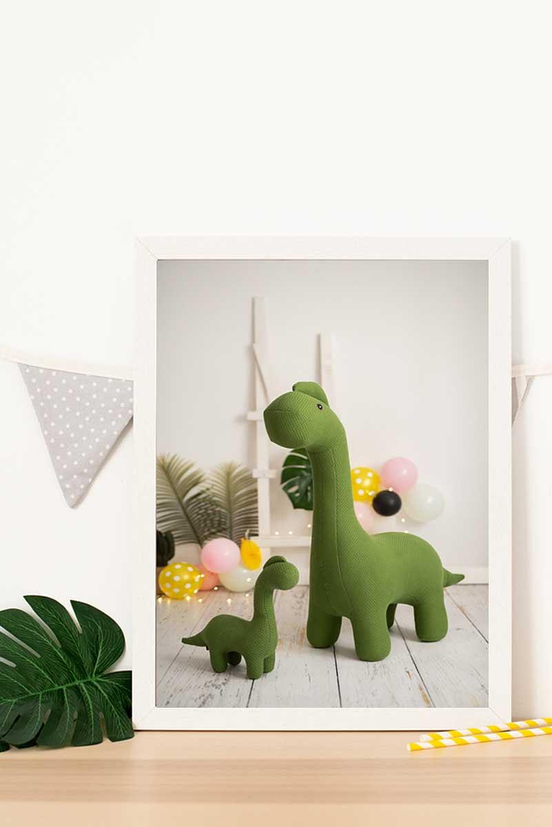 Kinderbild mit Rahmen Dinosaurier Mehrfarbig 1