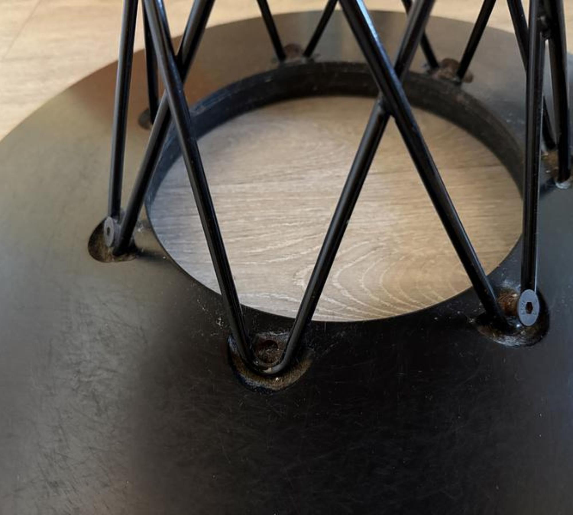 Tisch Massivholz Metall Braun Schwarz Ø100cm 2