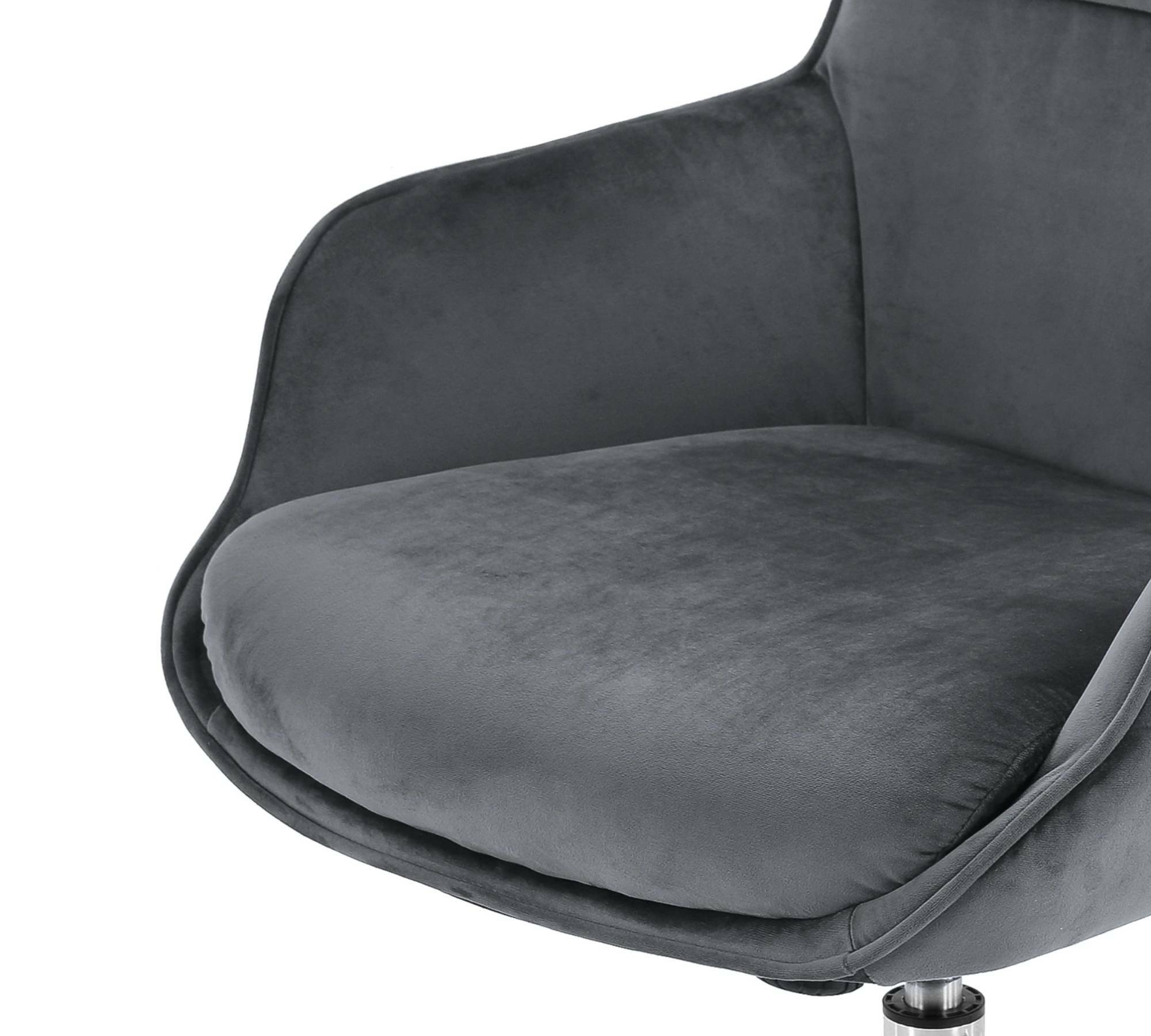 Bürostuhl Samt Chrom Grau 2