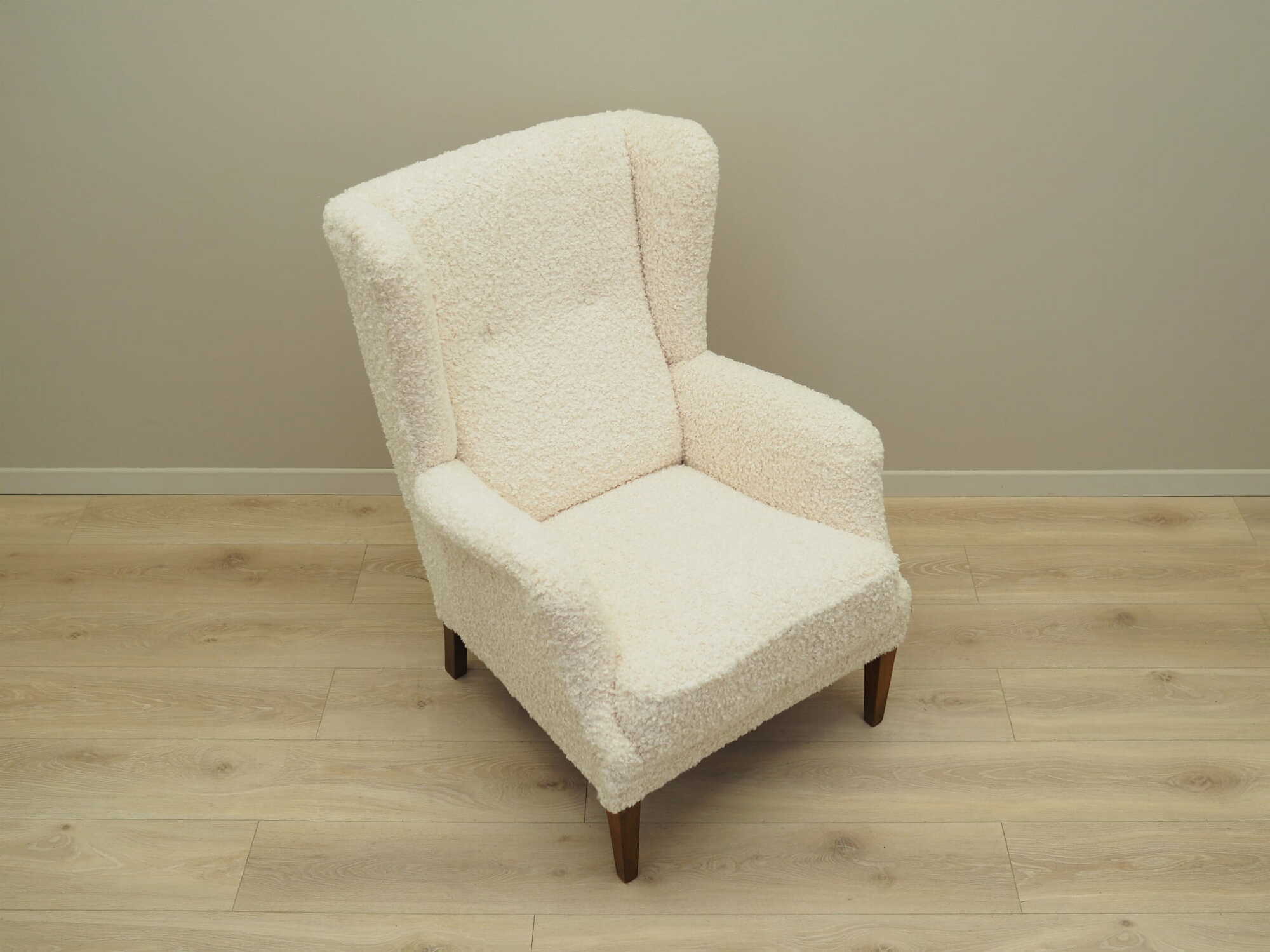 Armchair Textile Wood Cream 1960s 9