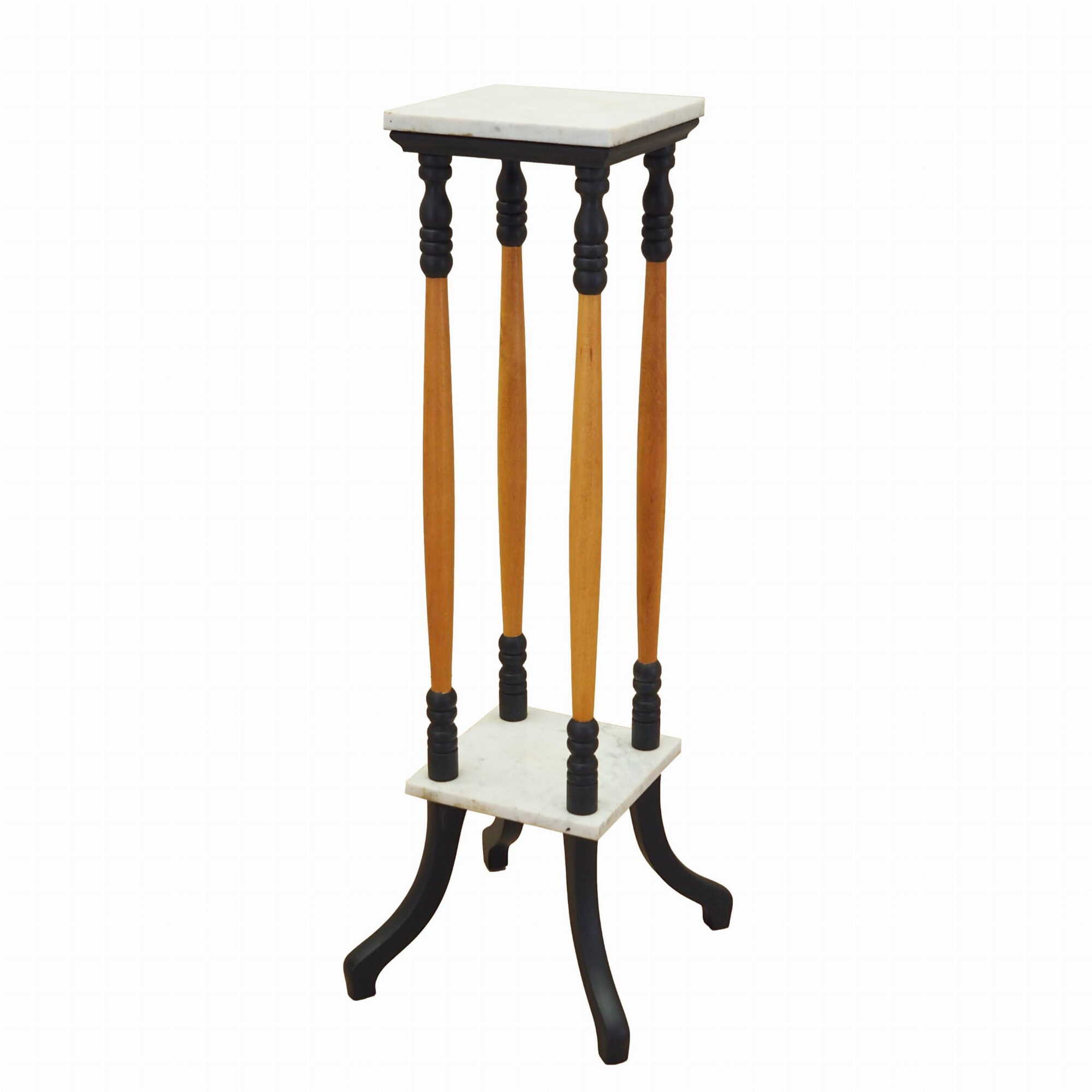 Vintage Plant Stand Wood Stone Multicolored 1970s 0