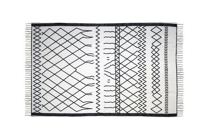 Teppich Baumwolle Schwarzweiß 0