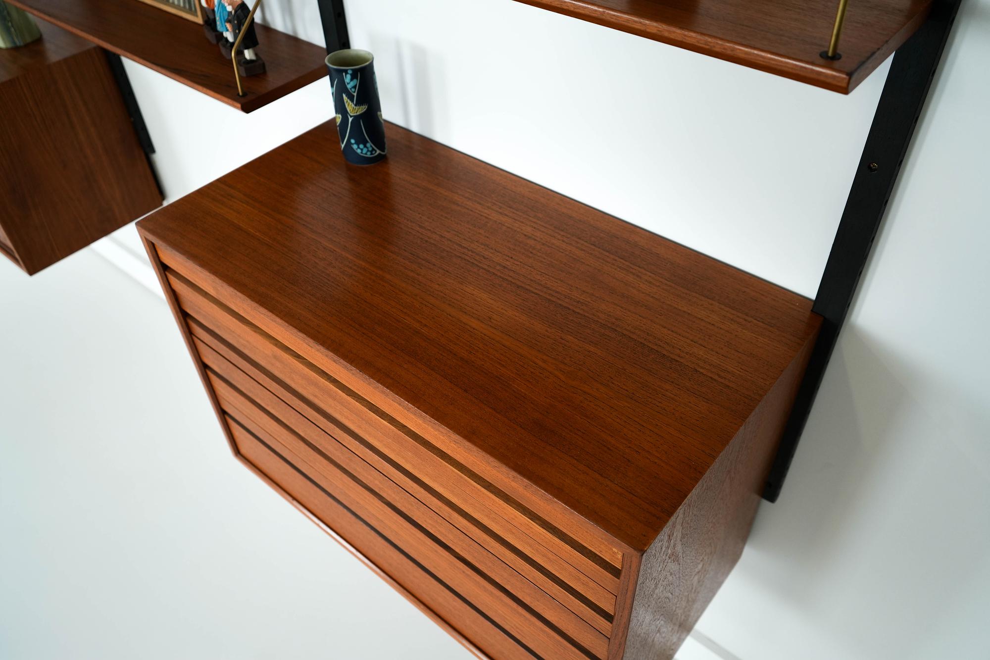 Modulregal Teakholz Braun 1960er Jahre 13