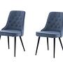 2x Esszimmerstuhl-Set Stoff Metall Blau 0