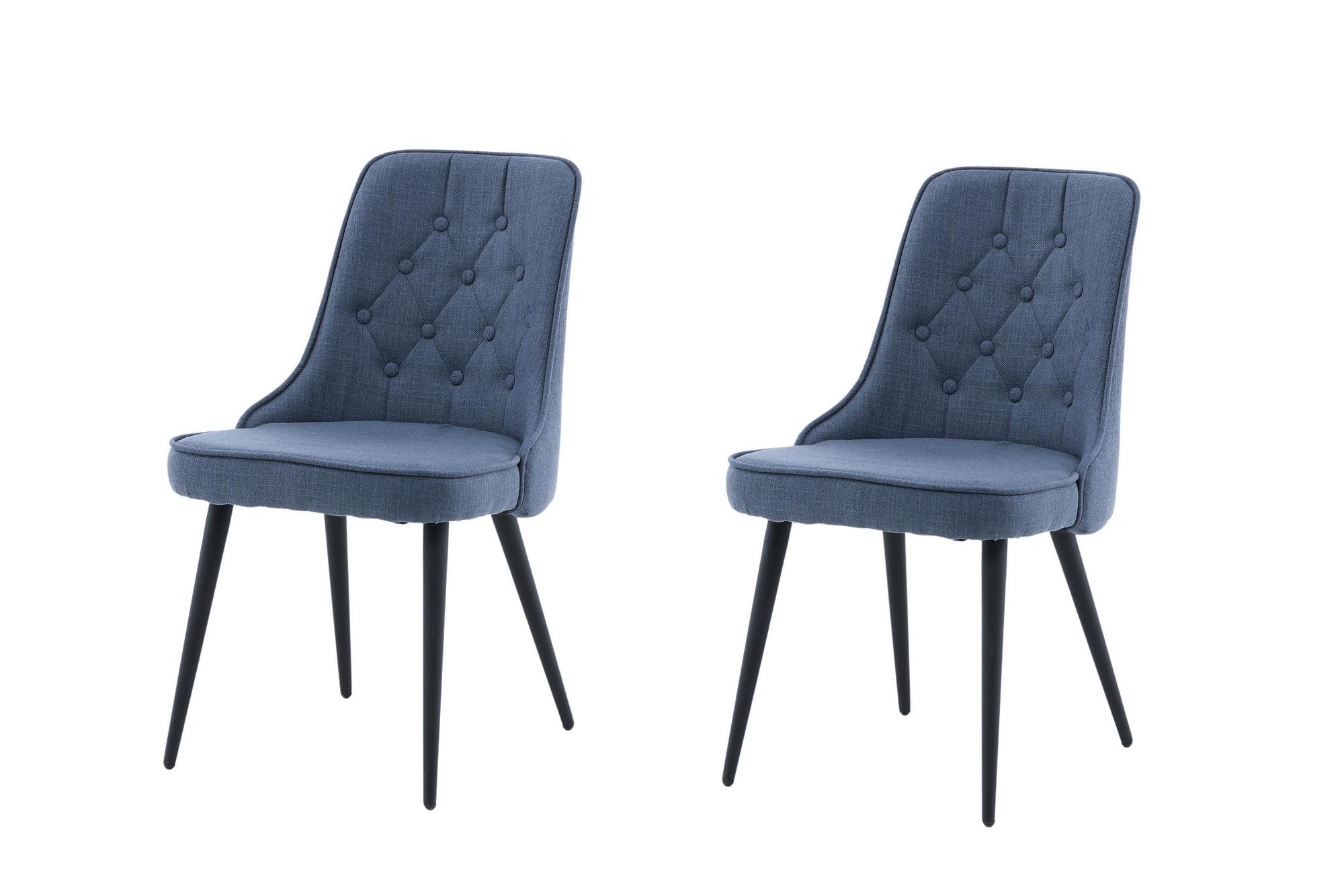 2x Esszimmerstuhl-Set Stoff Metall Blau 0