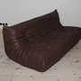 Togo Sofa 3-Sitzer, Ecksofa & Sessel Madras-Leder Braun 7