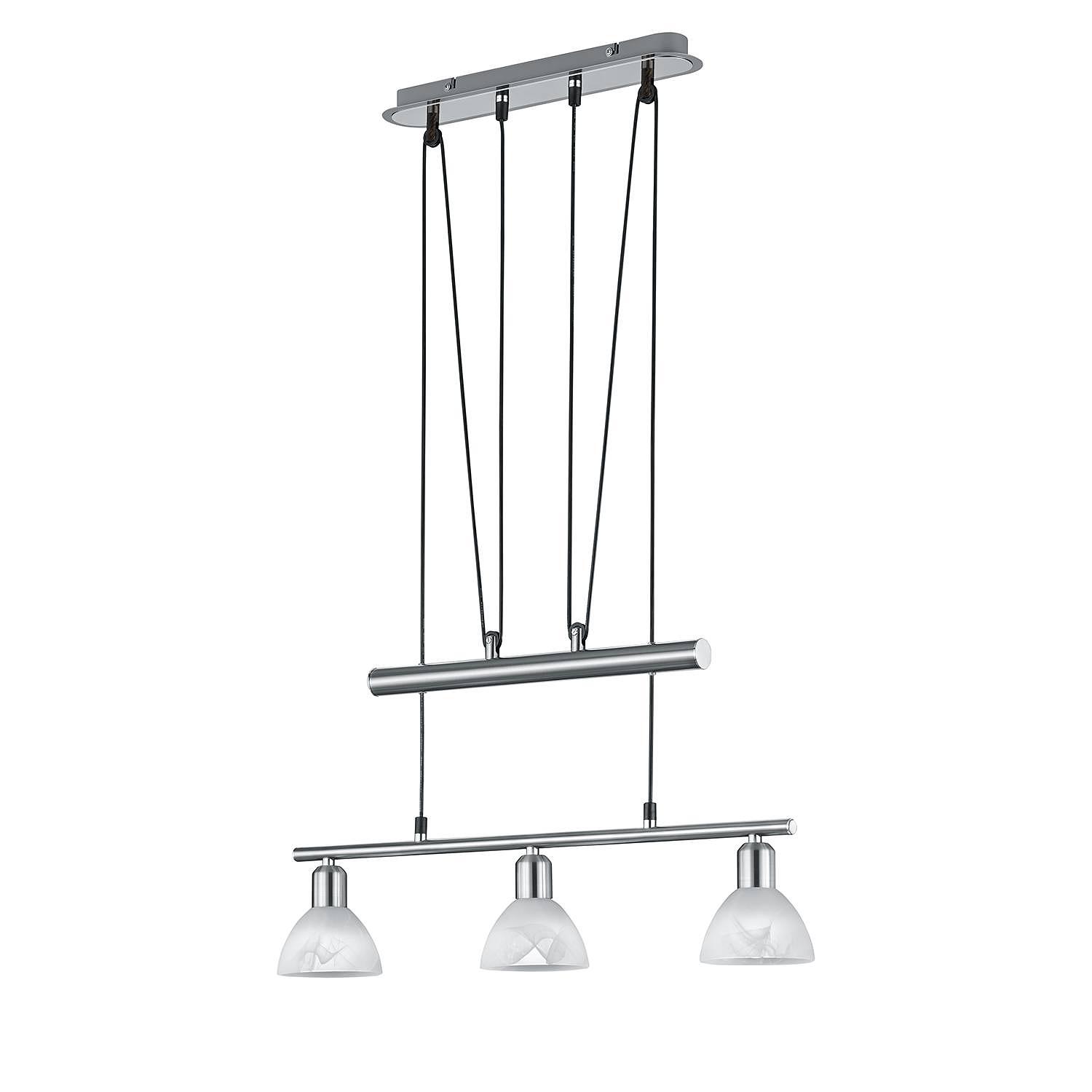 3-Flammig Pendelleuchte Levisto II Metall Glas Matt Nickel 1
