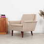 Vintage Stuhl Teakholz Textil Grau 1970er Jahre  2