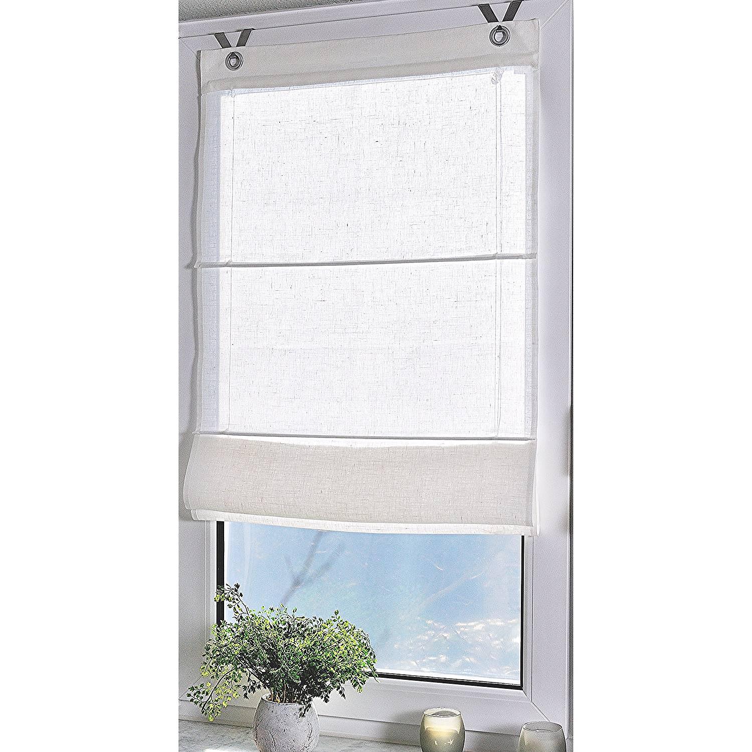 Raffrollo Metis I Leinen Weiß 80 x 140 cm 2