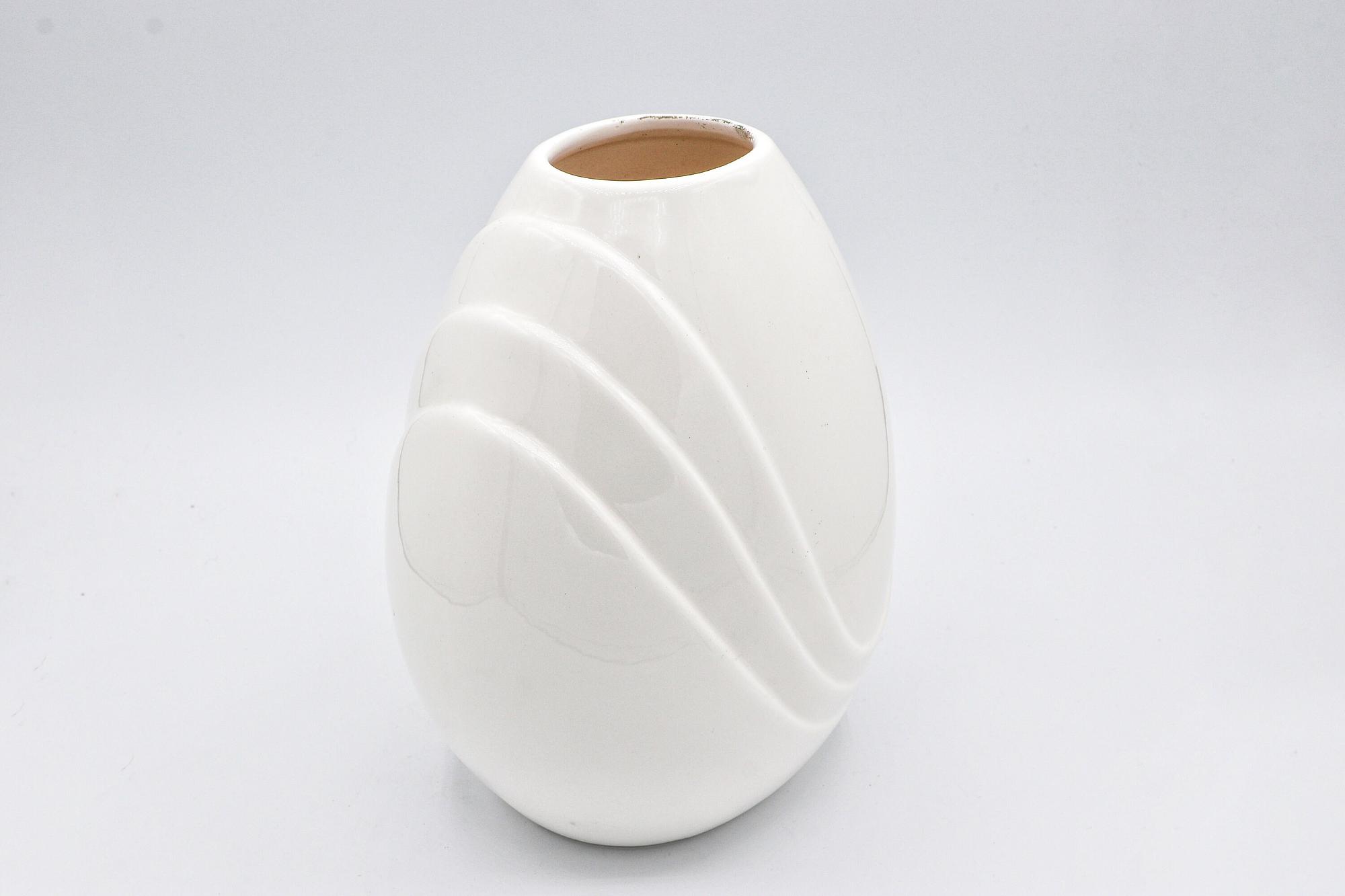 Vintage Muschel Blumenvase Keramik Weiß 1980s Jahre 2