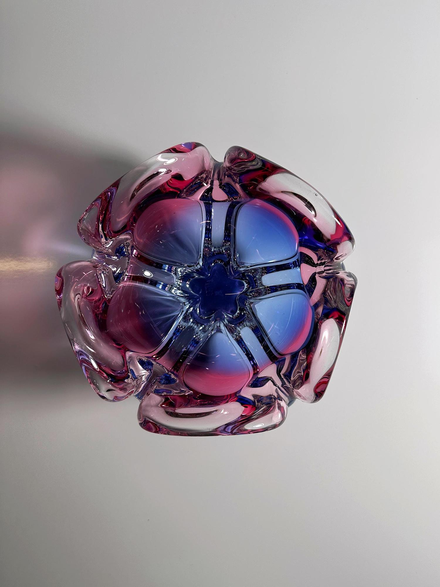 Vaso vintage vetro rosso mirtillo 3