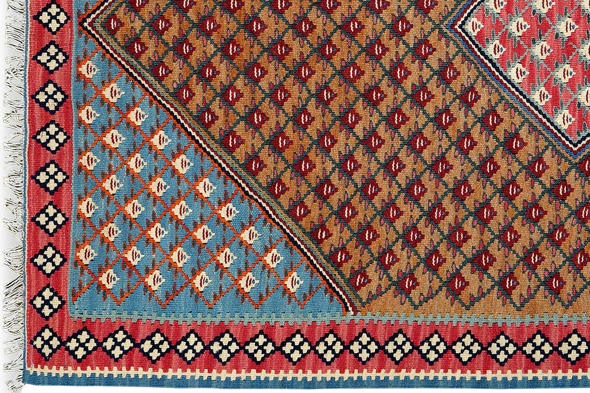 Kelim Senneh Carpet Wool Brown 1