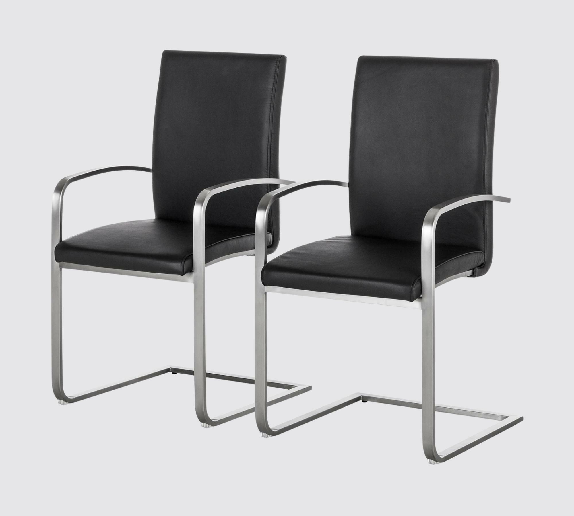2x Armlehnstuhl Echtleder Schwarz 0