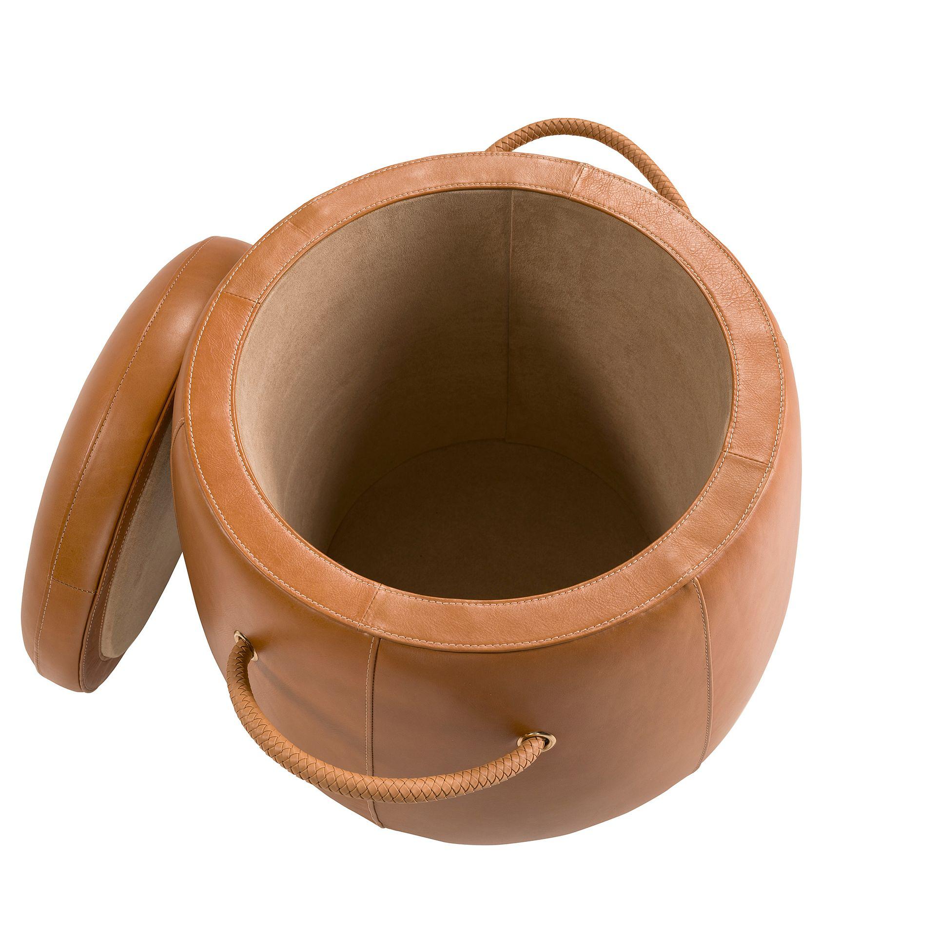 Footstool Leather Brown 7