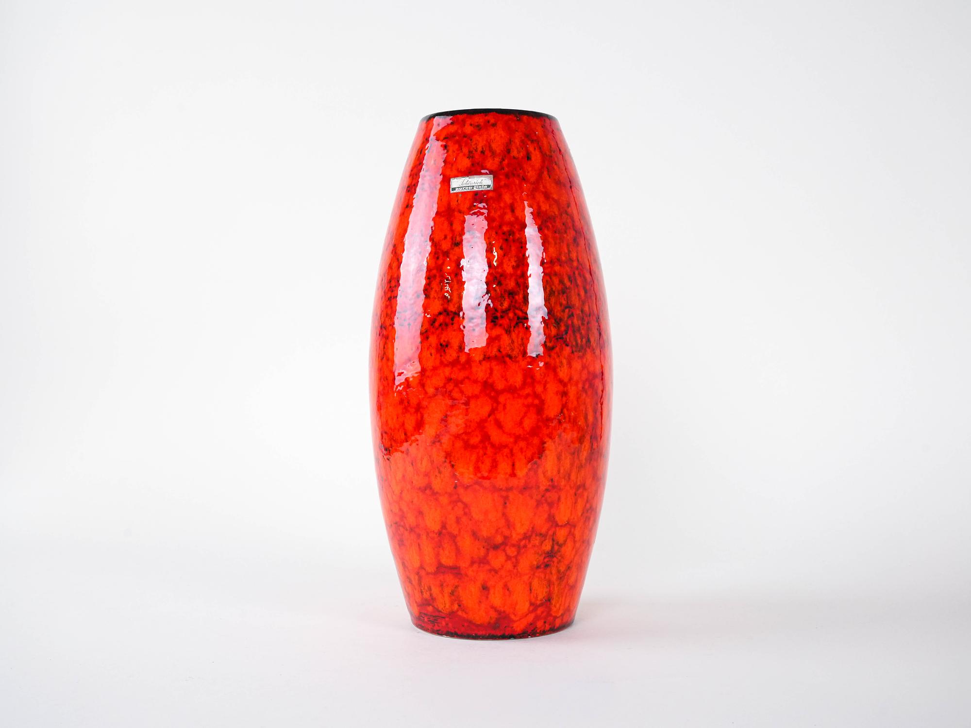 Red ceramic vase 1960s 1