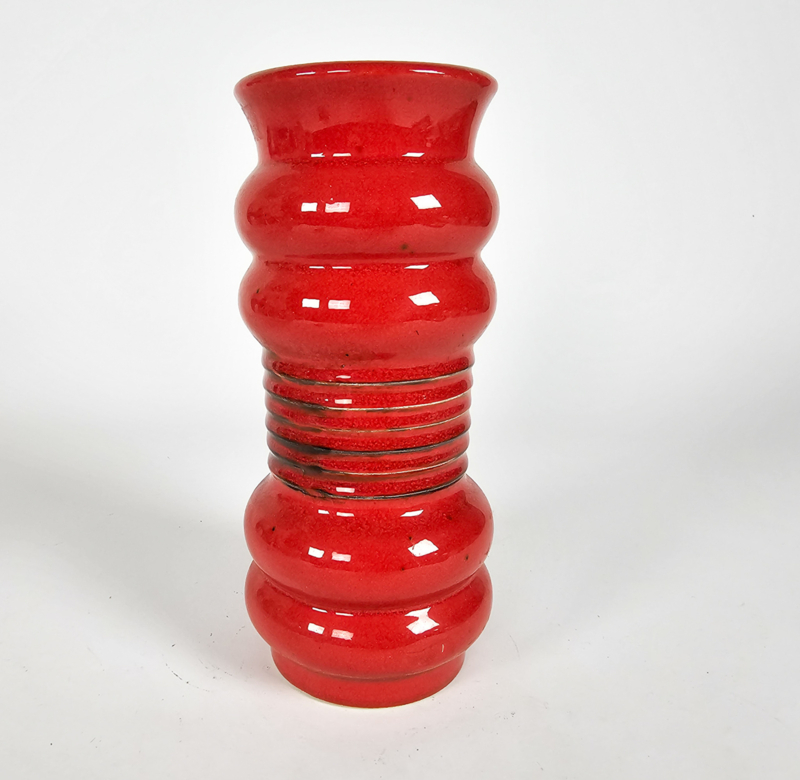 Vintage Vase Keramik Rot 1970er Jahre 4