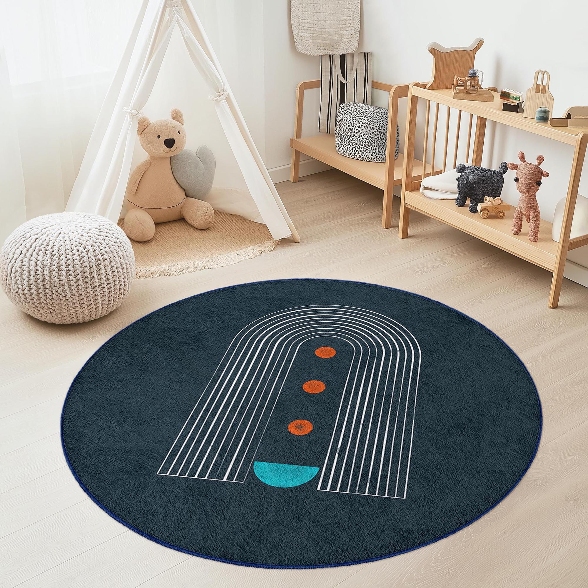 Regenbogen Kinderspielteppich Mehrfarbig Ø120cm 0