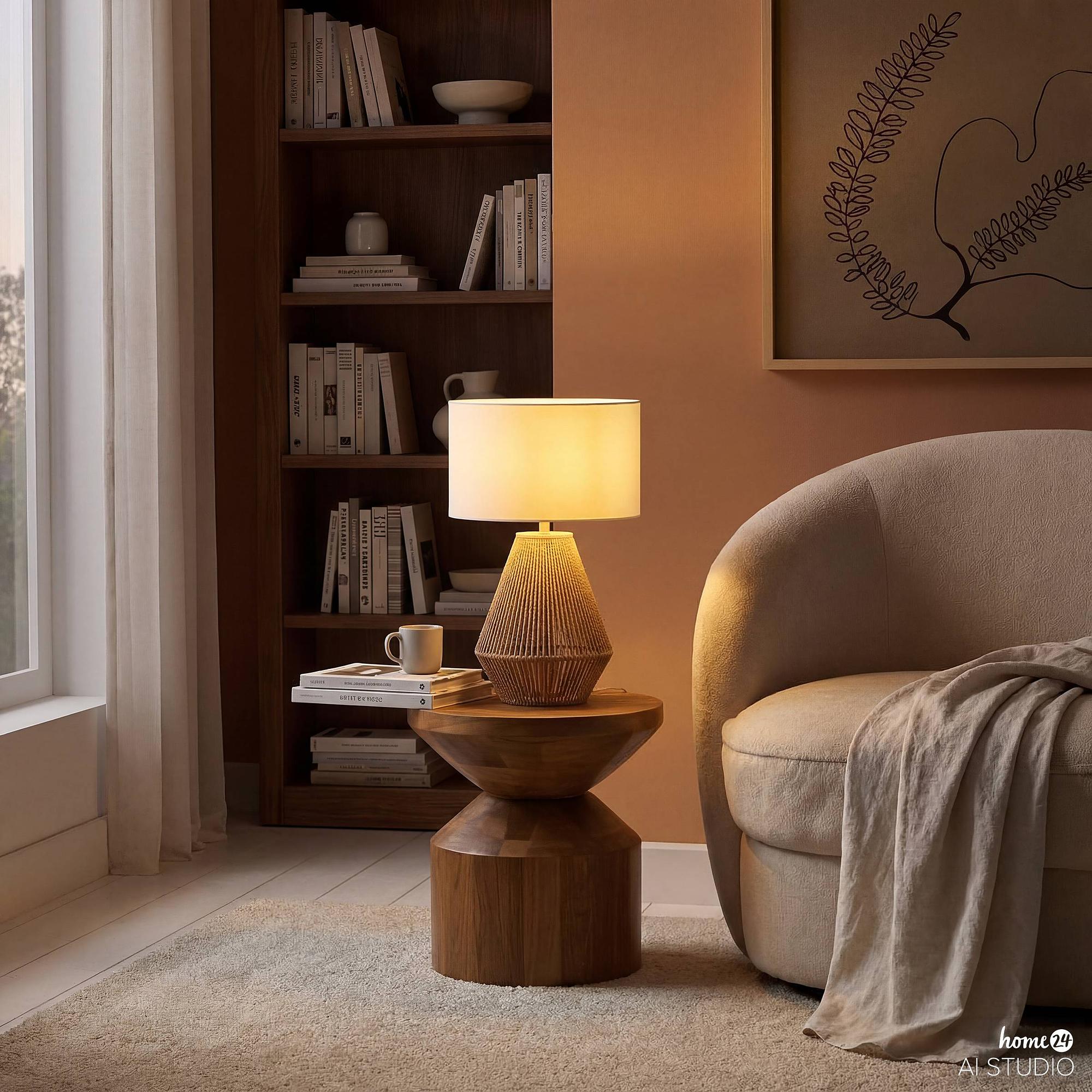 Table lamp STJAN mixed fabric White Beige 3