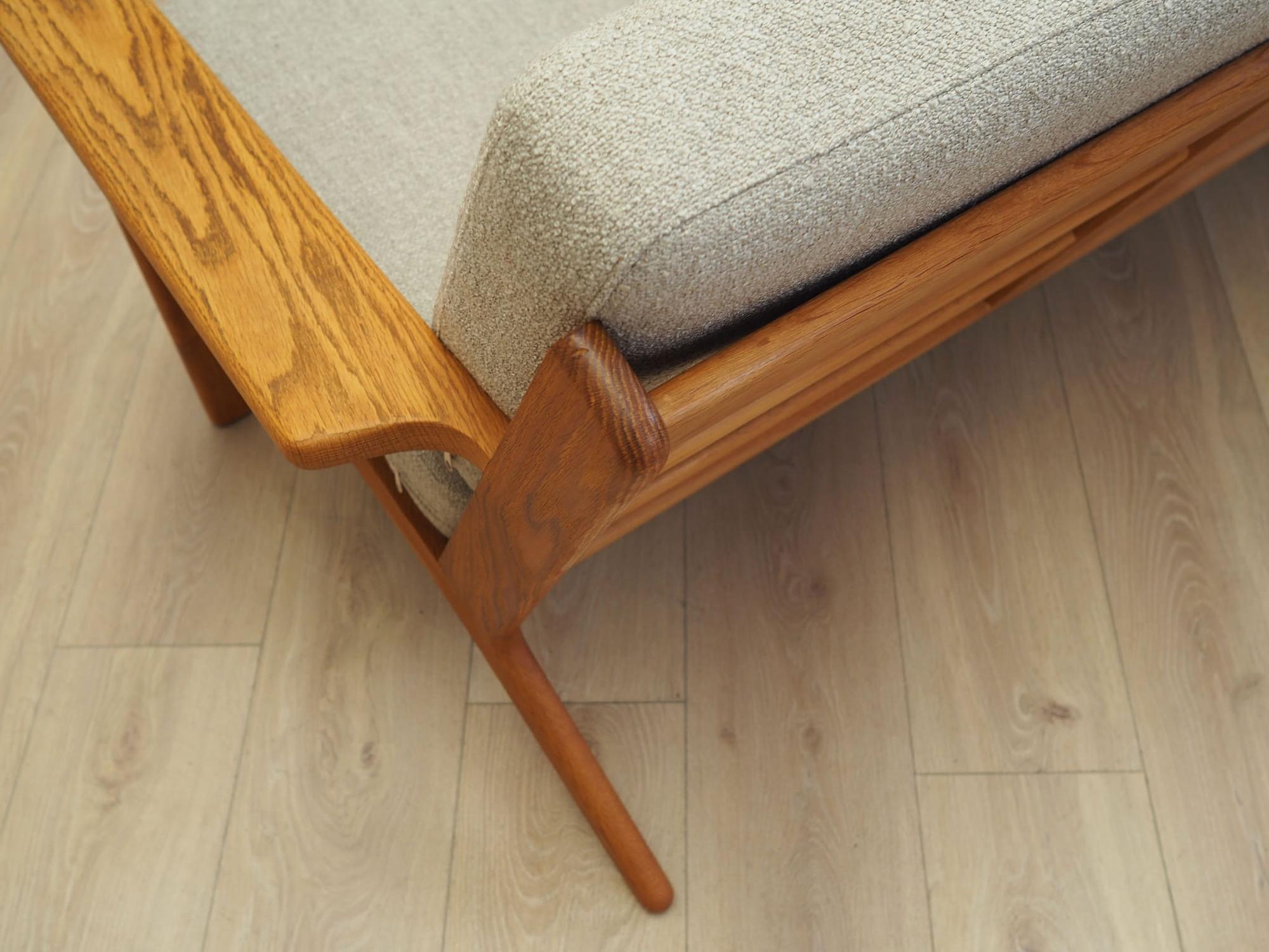 Vintage Sofa Oak Wood Textile Grey 1960s 13
