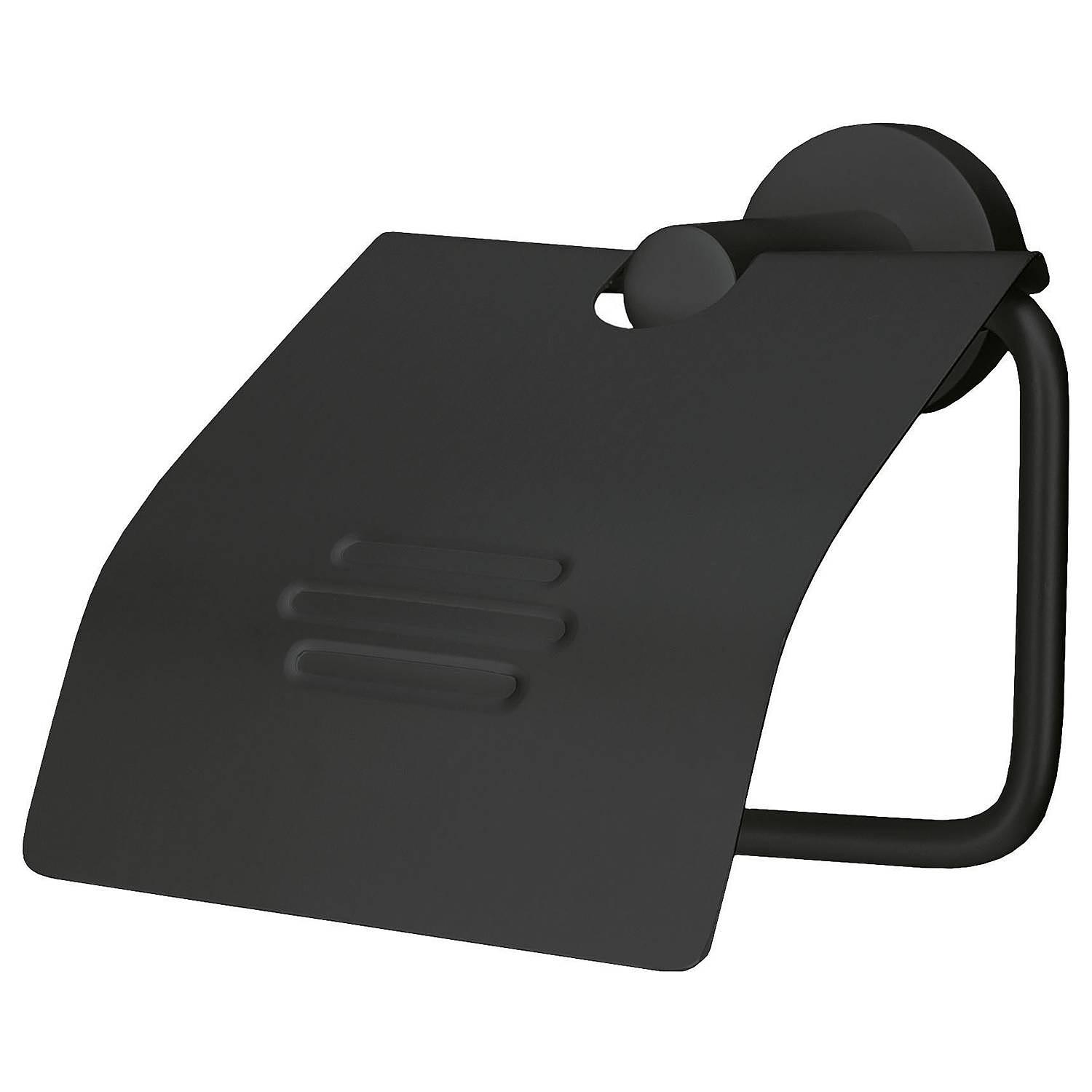 Rollenhalter mit Deckel Apollo Nero Aluminium Schwarz 1