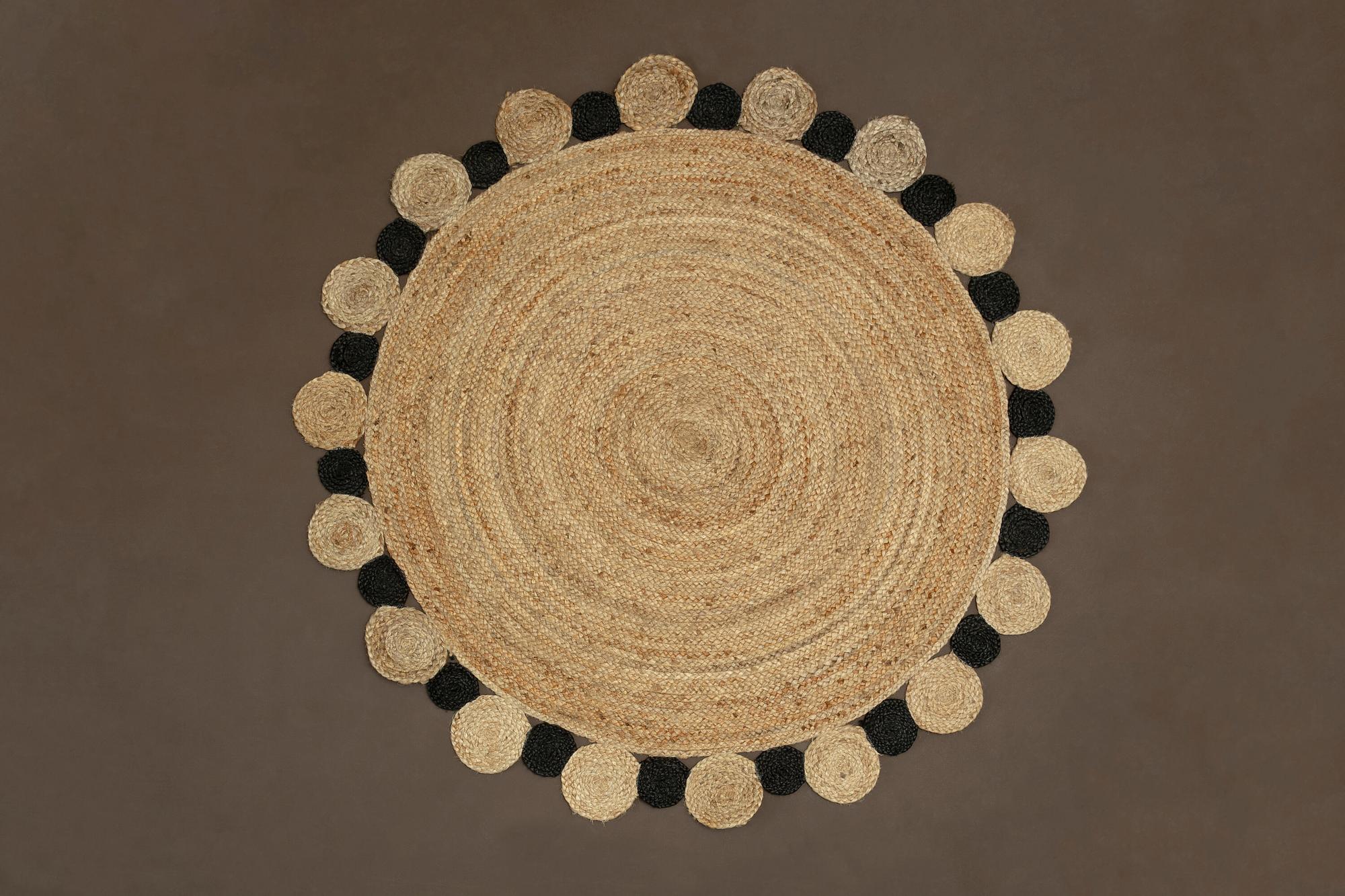 Bosie Demir Groß Naturfarbener und Schwarzer Jute Teppich 3