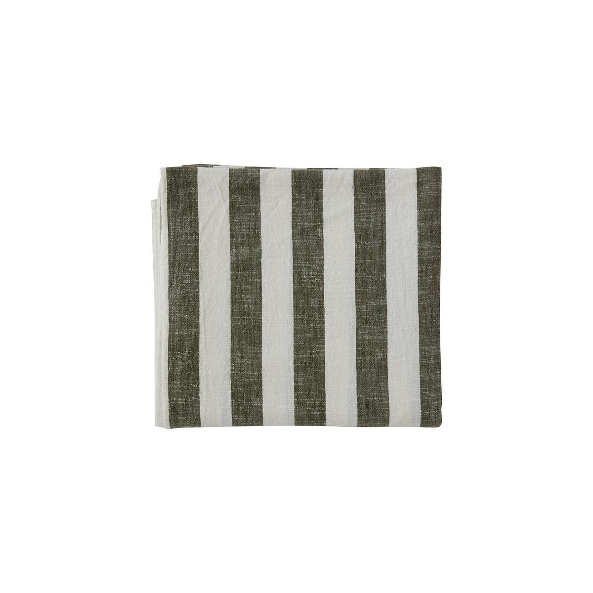 Tischdecke Bio-Baumwolle Olivgrün Gestreift 200x140cm 0