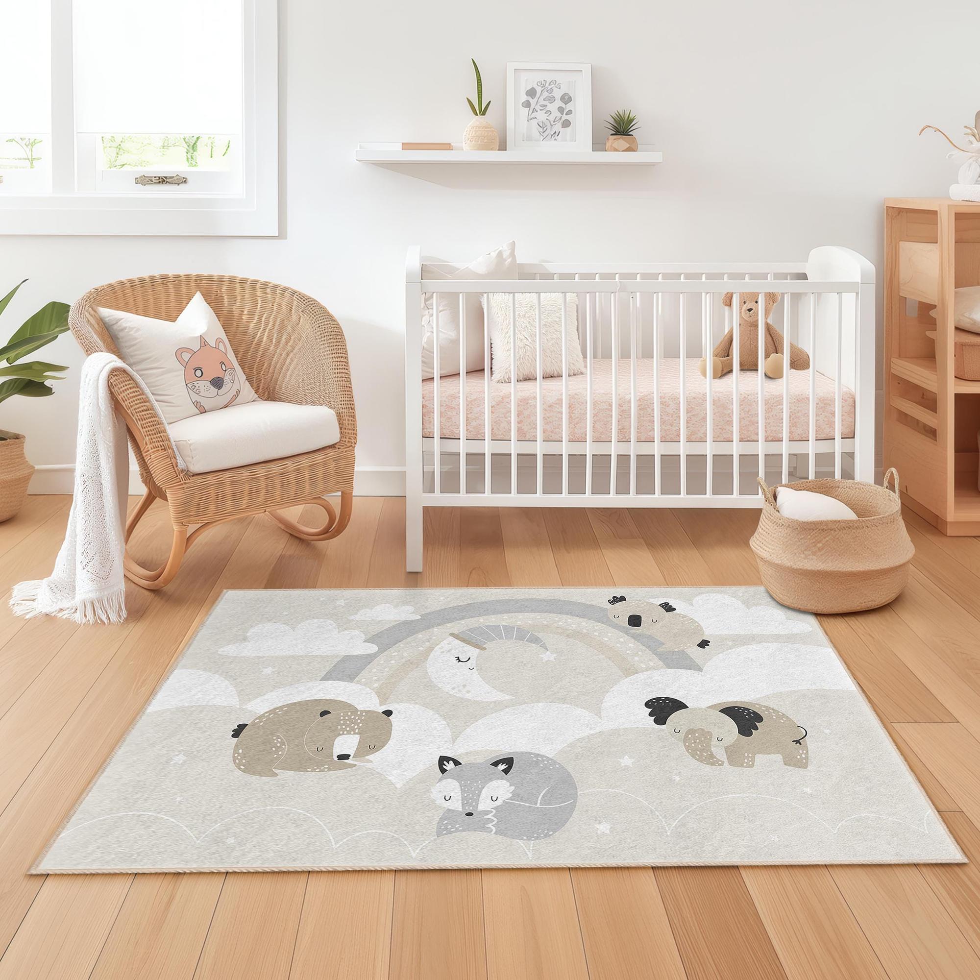 Simpatico tappeto per bambini con animali multicolore 100x300cm 0