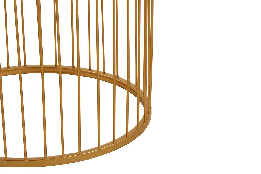 Avantis Round Side Table Iron Gold White 2